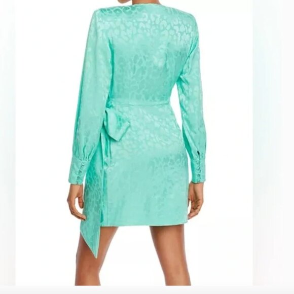 Andamane Carly Leopard-Print Wrap Mini Dress in Leopard Green‎ Size XS - Picture 3 of 11